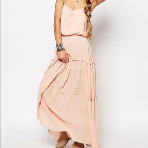 Valerie solid peach maxi dress